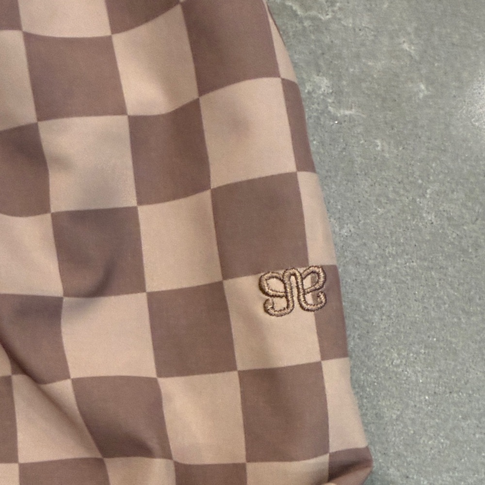 Wide Leg Checkerboard Pants in Mauve & Cream - Picture 3 of 7